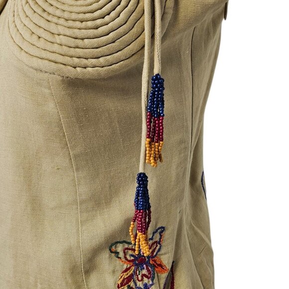 Farm Rio x Anthropologie Embroidered Linen Blend Dress, Embroidered, Beaded, S - Picture 10 of 11